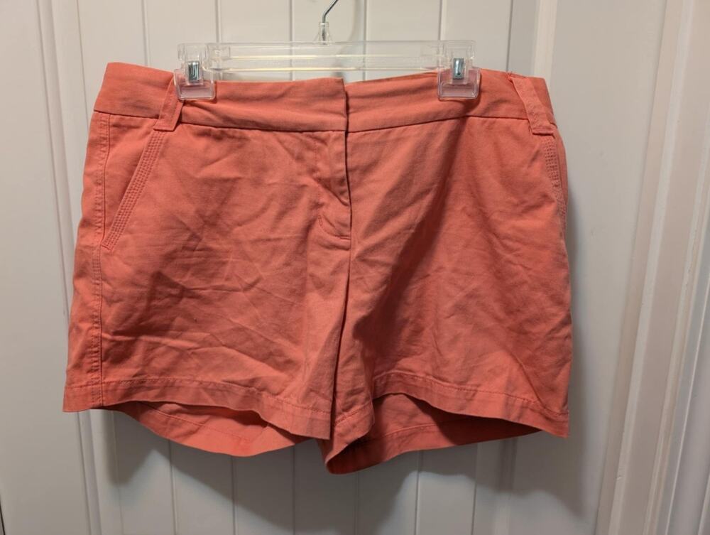 J.Crew Broken-in Chino Orange/Coral Mid Rise 100% Cotton Shorts Sz 14